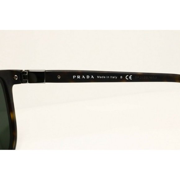 Prada SPR 20S-F HAQ-5P0 Matte Havana Brown Sunglasses Mirrored Glass Green lens - Picture 5 of 6
